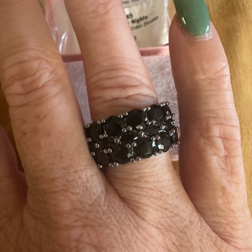 Bomb Party OG Ring Starry Summer Nights Black‎ Onyx Cubic Zirconia on Hematite 6